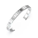 Guess Rhodium Plated Stainless Steel Logo Round Bangle