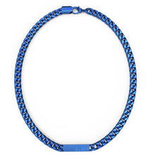 Load image into Gallery viewer, Guess Mens Jewellery Blue Coloured Stainless Steel 21&quot; Logo Tag 7mm Chain