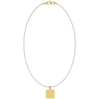 Guess Mens Jewellery Yellow Gold Plated Stainless Steel 21" Squared Logo Tag Chain
