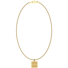 Load image into Gallery viewer, Guess Mens Jewellery Gold Plated Stainless Steel 21&quot; Squared Logo Tag Chain