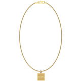 Guess Mens Jewellery Gold Plated Stainless Steel 21" Squared Logo Tag Chain