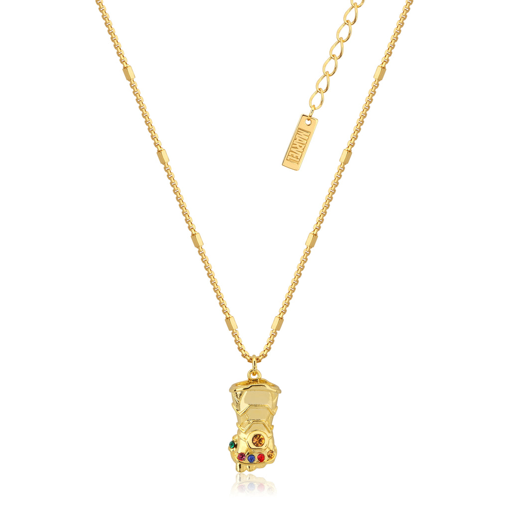 Disney Stainless Steel 14ct Gold Plated Infinity Gauntlet Pendant On 45cm Chain