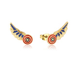 Couture Kingdom Disney Stainless Steel 14ct Gold Plated Captain America Wing Stud Earrings