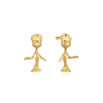 Couture Kingdom Disney Stainless Steel 14ct Gold Plated Guardians Of The Galaxy Groot Drop Earrings
