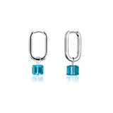 Couture Kingdom Disney Stainless Steel 14ct White Gold Plated tessract Blue Crystal Drop Earrings