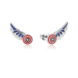Couture Kingdom Disney Stainless Steel 14ct White Gold Plated Captain America Wing Stud Earrings