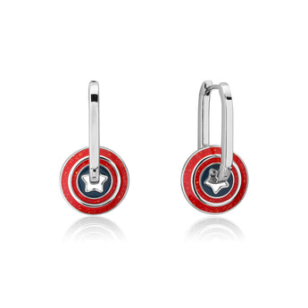 Couture Kingdom Disney Stainless Steel 14ct White Gold Captain America Hoop Earrings