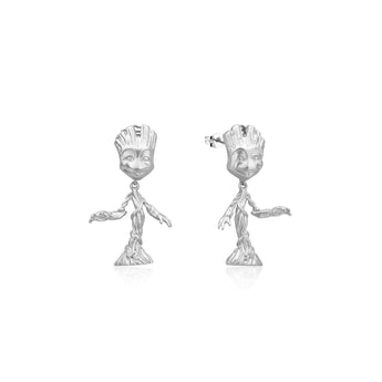 Couture Kingdom Disney Stainless Steel White Gold Plated Guardians Of The Galaxy Groot Drop Earrings