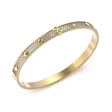 Load image into Gallery viewer, Guess Stainless Steel Gold Plated 6mm 4G Pave Stud Bangle