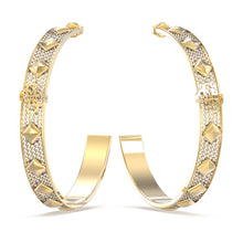 Load image into Gallery viewer, Guess Stainless Steel Gold Plated 60mm 4G Pave Hoop Earrings