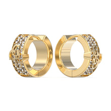 Load image into Gallery viewer, Guess Stainless Steel Gold Plated 14mm 4G Pave Hoop Earrings