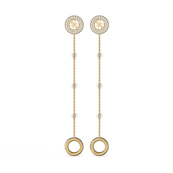 Guess Stainless Steel Gold Plated 80mm Airpods Logo Threader Drop Earrings