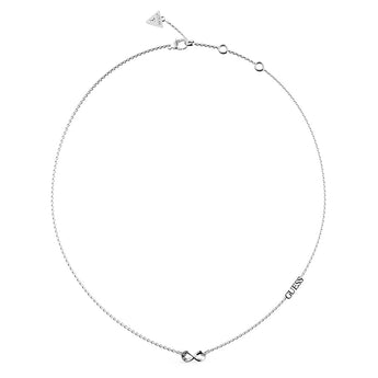 Guess Stainless Steel Rhodium Plated Infinity Pave Links 45cm Necklace