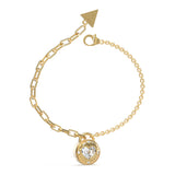 Guess Stainless Steel Gold Plated Half Round Chain Heart Bracelet