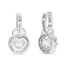 Load image into Gallery viewer, Guess Stainless Steel Rhodium Plated 26mm Heart Huggies Earrings