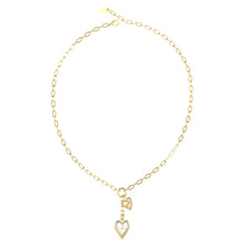 Load image into Gallery viewer, Guess Stainless Steel Gold Plated Double Heart Pendant On Paperlink 16-18&quot; Chain