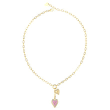 Load image into Gallery viewer, Guess Stainless Steel Gold Plated Pink Double Heart Pendant On 16-18 Chain