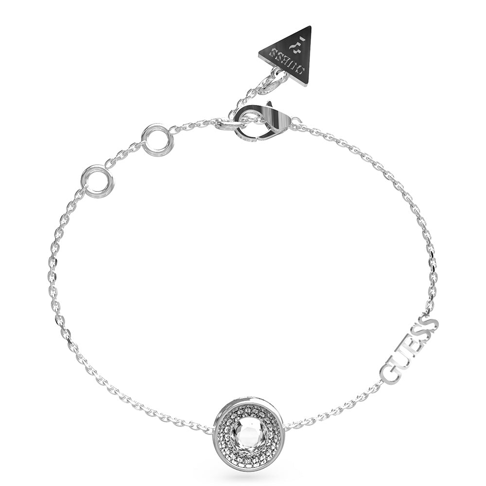 Guess Stainless Steel Rhodium Plated Solitaire Bracelet
