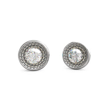 Load image into Gallery viewer, Guess Stainless Steel Rhodium Plated 12mm Solitaire Stud Earrings