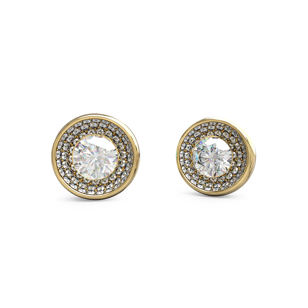 Guess Stainless Steel Gold Plated 12mm Solitaire Stud Earrings