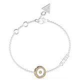 Guess Stainless Steel Rhodium & Gold Plated Pave Circle Bracelet