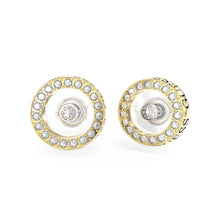 Load image into Gallery viewer, Guess Stainless Steel Gold Plated 12mm Pave Circle Stud Earrings