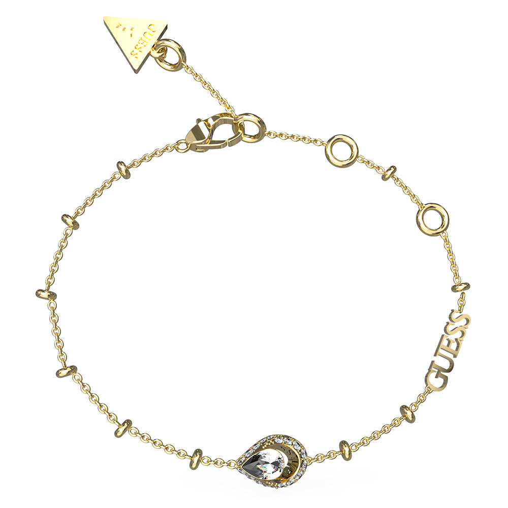 Guess Stainless Steel Gold Plated Crystal Drop Bracelet