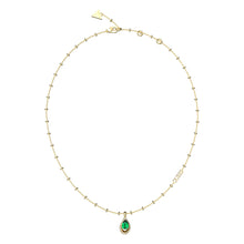 Load image into Gallery viewer, Guess Stainless Steel Gold Plated Emerald Mini Crystal Drop 16-18&quot; Chain