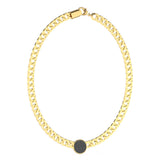 Guess Mens Jewellery Stainless Steel Yellow Gold Plated Coin Pattern On 21"Chain