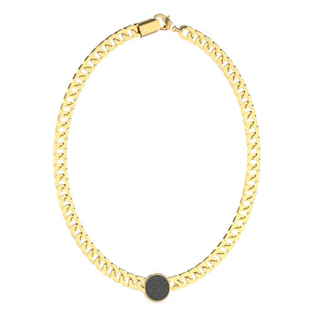 Guess Mens Jewellery Stainless Steel Yellow Gold Plated Coin Pattern On 21"Chain
