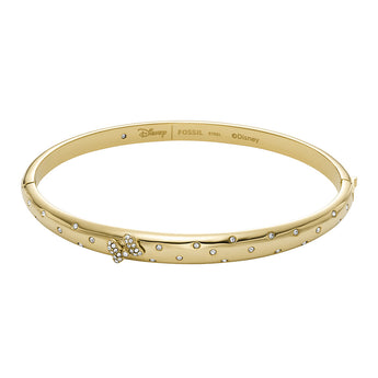 Disney Minnie Mouse Gold Plated Stainless Steel Glass Crystal Bow Bangle  100th Disney Anniversary