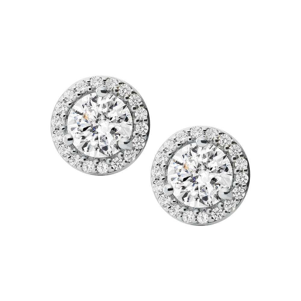 Michael Kors Sterling Silver Premium Round CZ Halo Stud Earring