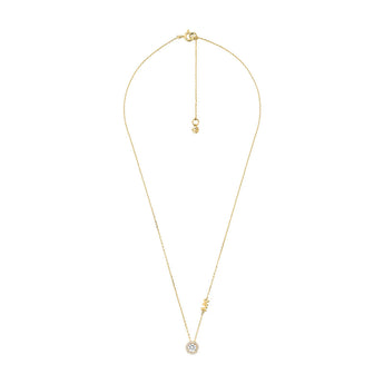 Michael Kors 14ct Yellow Gold Plated Sterling Silver Premium Round CZ Pendant with Chain