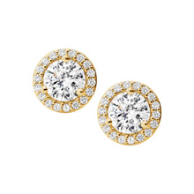 Load image into Gallery viewer, Michael Kors 14ct Yellow Gold Plated Sterling Silver Premium CZ Halo Stud Earring