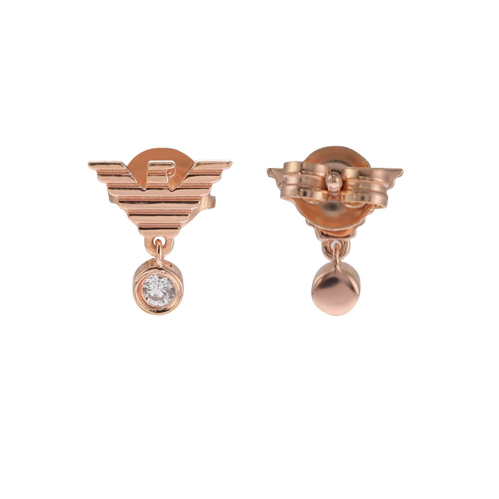 Emporio Armani Rose Gold-Plated Sterling Silver CZ Key Basics Stud Earrings