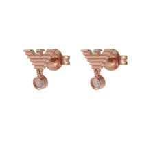 Load image into Gallery viewer, Emporio Armani Rose Gold-Plated Sterling Silver CZ Key Basics Stud Earrings