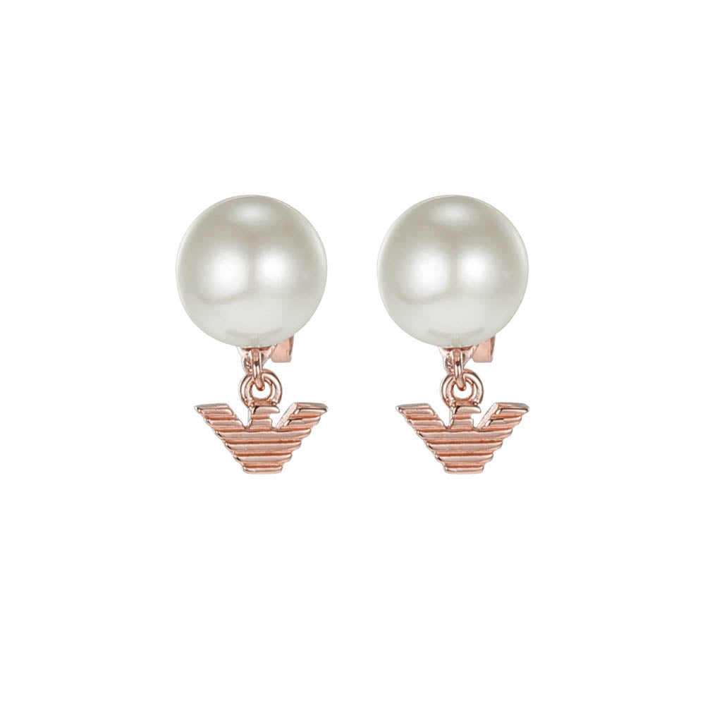 Emporio Armani Rose Gold Plated Sterling Silver Key Basics Pearl Stud Earring