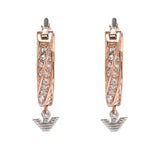 Emporio Armani Rose Gold Plated Stainless Steel Sentimental Logo Hoop Earrings