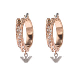 Emporio Armani Rose Gold Plated Stainless Steel Sentimental Logo Hoop Earrings