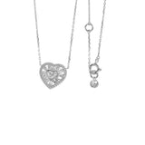 Michael Kors Sterling Silver Premium Tapered Baguette CZ Heart Pendant With Chain