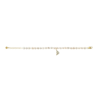 Emporio Armani Gold Plated Stainless Steel Sentimental Logo White Beads Bracelet