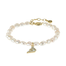Load image into Gallery viewer, Emporio Armani Gold Plated Stainless Steel Sentimental Logo White Beads Bracelet