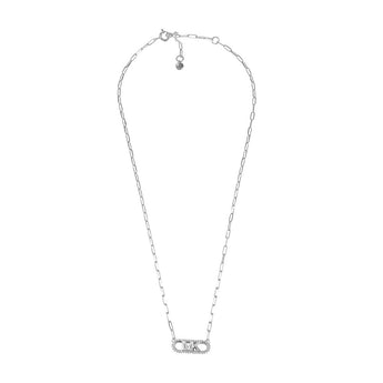 Michael Kors Sterling Silver Premium Pave Empire Link Pendant With Chain