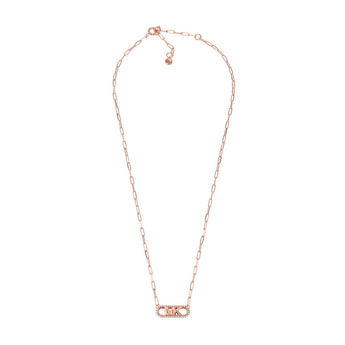 Michael Kors Rose Gold Plated Sterling Silver Premium Pave Empire Link Pendant with Chain