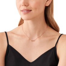 Load image into Gallery viewer, Michael Kors Rose Gold Plated Sterling Silver Premium Pave Empire Link Pendant with Chain