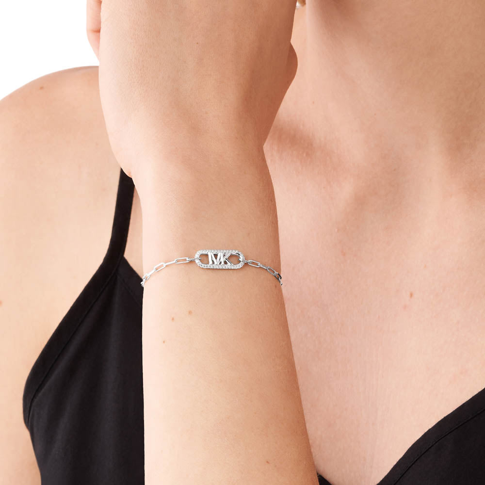 Michael Kors Sterling Silver Premium Pave Empire Link Bracelet