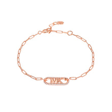 Load image into Gallery viewer, Michael Kors 14ct Rose Gold Plated Sterling Silver Premium Pave Empire Link Bracelet