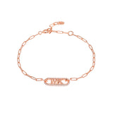 Michael Kors 14ct Rose Gold Plated Sterling Silver Premium Pave Empire Link Bracelet