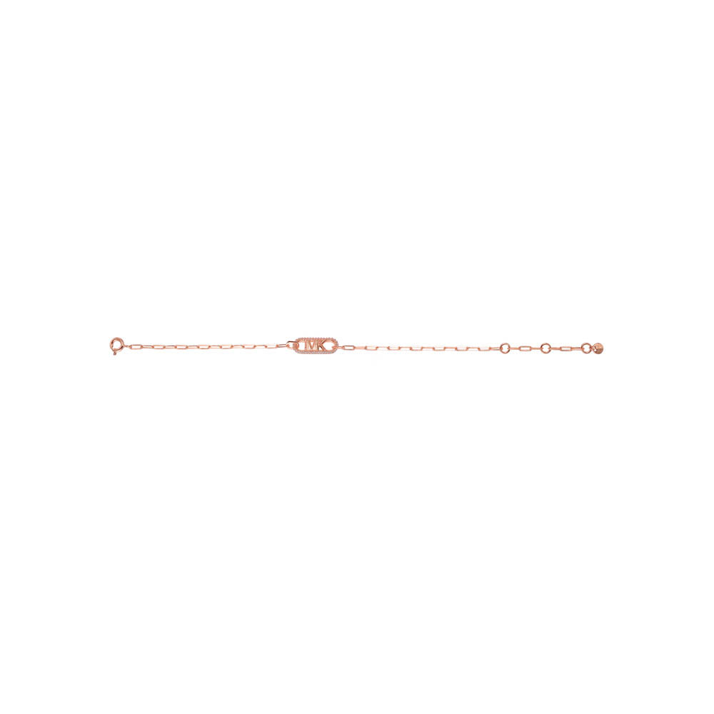 Michael Kors 14ct Rose Gold Plated Sterling Silver Premium Pave Empire Link Bracelet