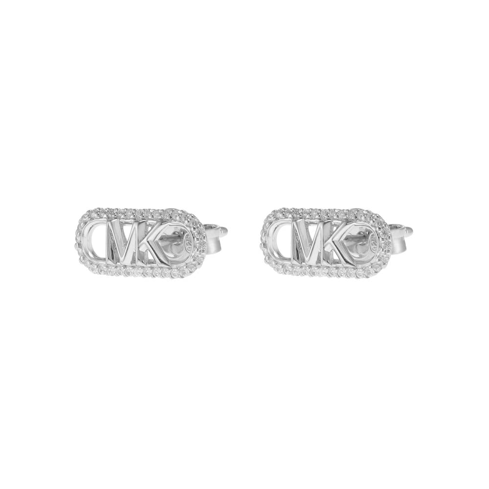 Michael Kors Sterling Silver Pave Empire Link Stud Earrings